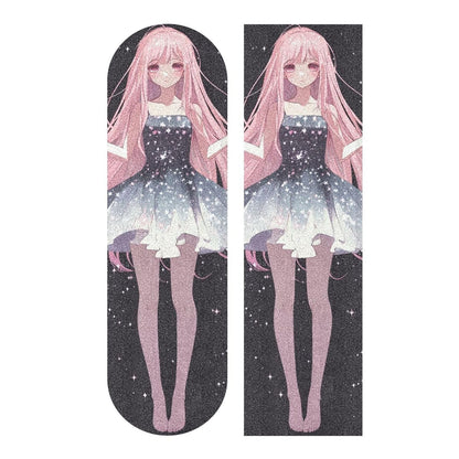 Cute Peach Cartoon Anime Girl Skateboard Griptape Waterproof Grip Tape for Scooters Deck 33×9 Inch repuesto para patineta