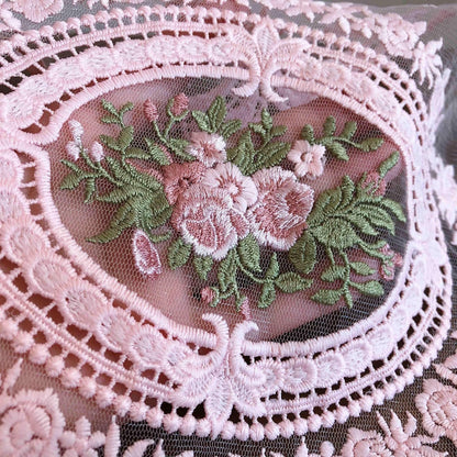 2Pack Retro Lace Placemats, French Crochet Doilies, Handmade Embroidered Table Mats, 12x16-in Pink Place Mats Cup Mat