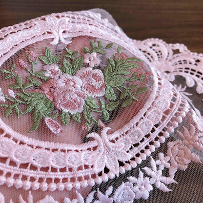 2Pack Retro Lace Placemats, French Crochet Doilies, Handmade Embroidered Table Mats, 12x16-in Pink Place Mats Cup Mat