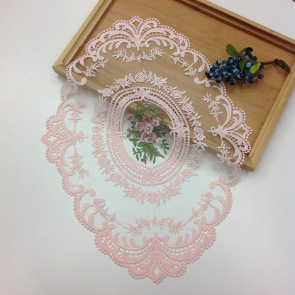 2Pack Retro Lace Placemats, French Crochet Doilies, Handmade Embroidered Table Mats, 12x16-in Pink Place Mats Cup Mat