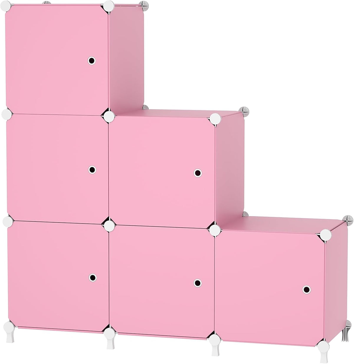 6Cube Storage Organizer Modular Stackable with Doors Pink