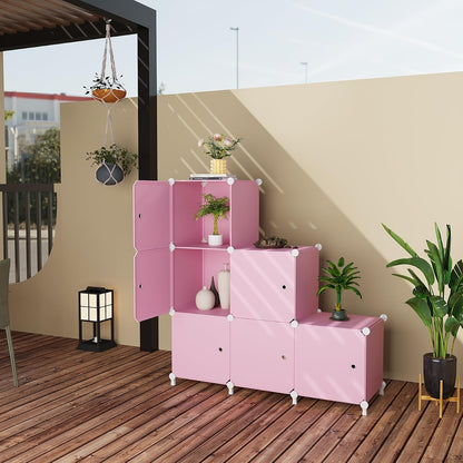6Cube Storage Organizer Modular Stackable with Doors Pink
