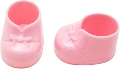 12 Small Baby Booties Plastic Shoes Candy Holders Favors 1.875" - Pink