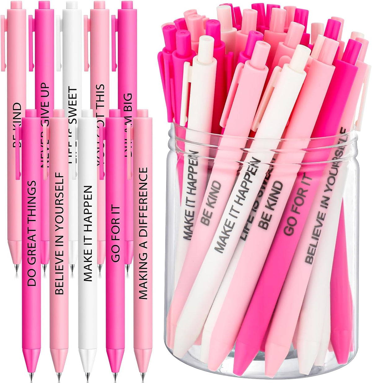 50 Pcs Inspirational Pens Bulk Powder Colors, Motivational