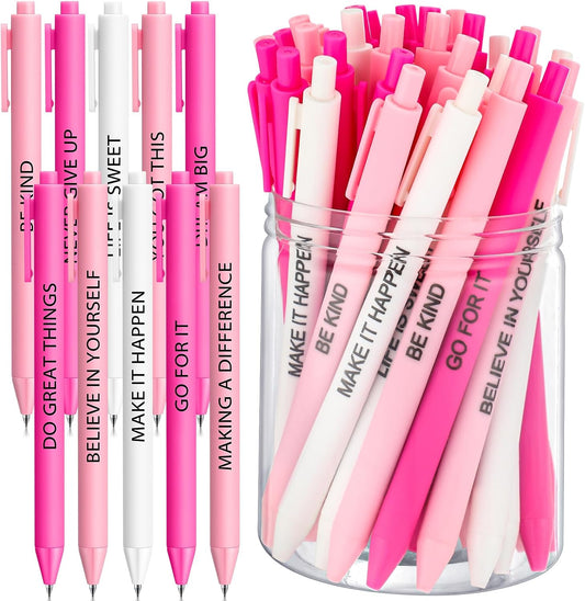 50 Pcs Inspirational Pens Bulk Powder Colors, Motivational