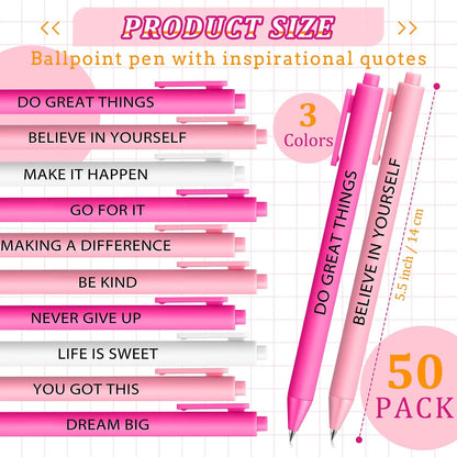 50 Pcs Inspirational Pens Bulk Powder Colors, Motivational