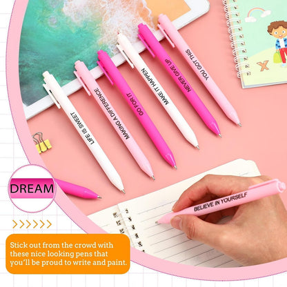 50 Pcs Inspirational Pens Bulk Powder Colors, Motivational
