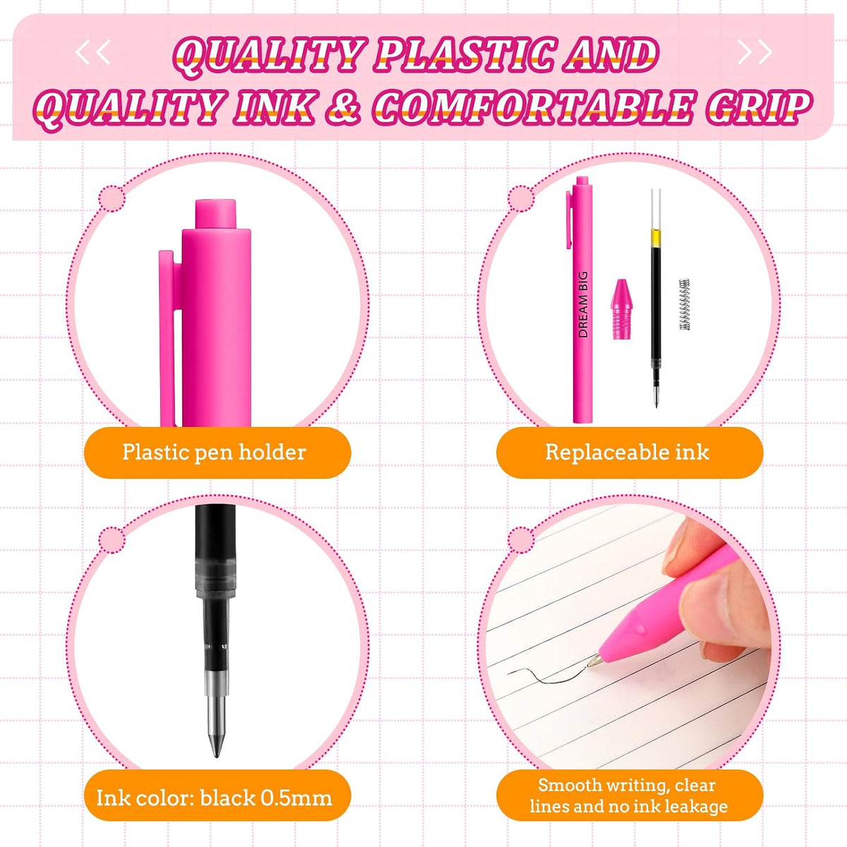 50 Pcs Inspirational Pens Bulk Powder Colors, Motivational