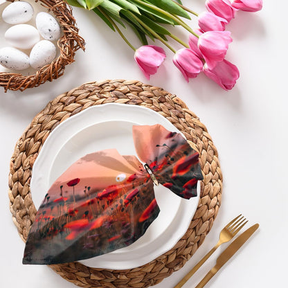 Pink Flower Cloth Napkins Spring Floral 20x20 Inch Dinner Reusable Napkins Washable Table Cloth Napkin for Party Wedding Home Holiday Restaurant Decoration