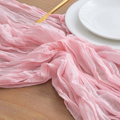 Blush Pink Cheesecloth Table Runner Fall Sheer Wedding Decor 10FT