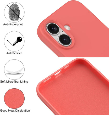 Compatible with iPhone 17 Case, Shockproof Liquid Silicone Protective Phone Case with Soft Anti-Scratch Microfiber Lining Ultra Slim Drop Protection Phone Cover (Peach)