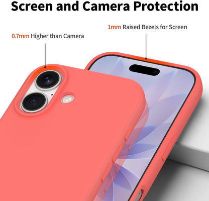 Compatible with iPhone 17 Case, Shockproof Liquid Silicone Protective Phone Case with Soft Anti-Scratch Microfiber Lining Ultra Slim Drop Protection Phone Cover (Peach)