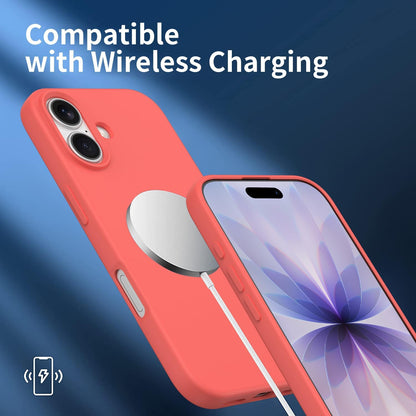 Compatible with iPhone 17 Case, Shockproof Liquid Silicone Protective Phone Case with Soft Anti-Scratch Microfiber Lining Ultra Slim Drop Protection Phone Cover (Peach)