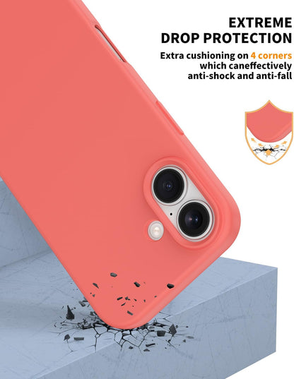 Compatible with iPhone 17 Case, Shockproof Liquid Silicone Protective Phone Case with Soft Anti-Scratch Microfiber Lining Ultra Slim Drop Protection Phone Cover (Peach)