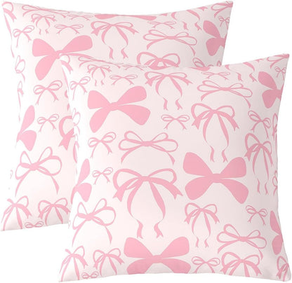 Cute Bowknot Throw Pillow Covers Set of 2