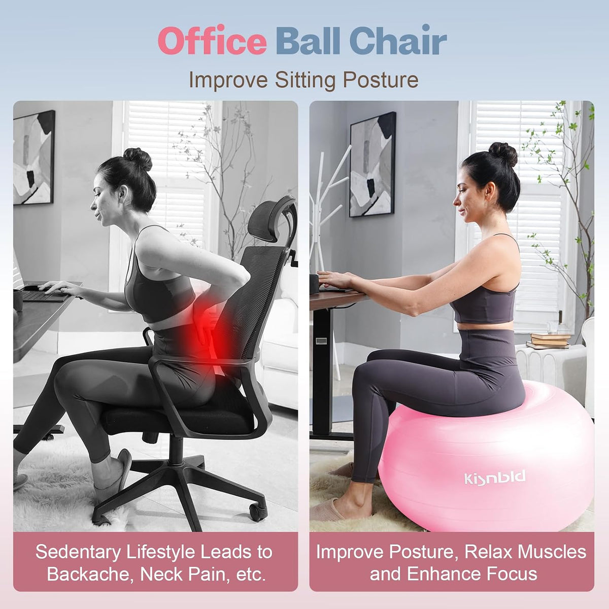 Exercise Ball, Extra Thick Yoga Ball for Home Workout & Stability