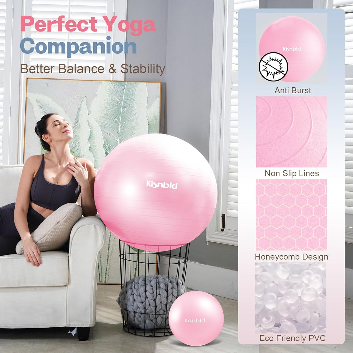 Exercise Ball, Extra Thick Yoga Ball for Home Workout & Stability