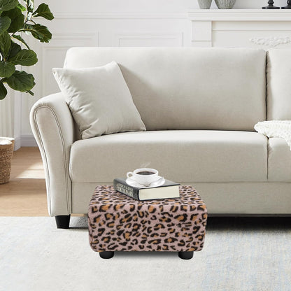 Small Foot Stool Ottoman Footstool with Legs Under Desk Footrest for Living Room Bedroom and Office, Faux Fur Pink