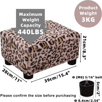 Small Foot Stool Ottoman Footstool with Legs Under Desk Footrest for Living Room Bedroom and Office, Faux Fur Pink