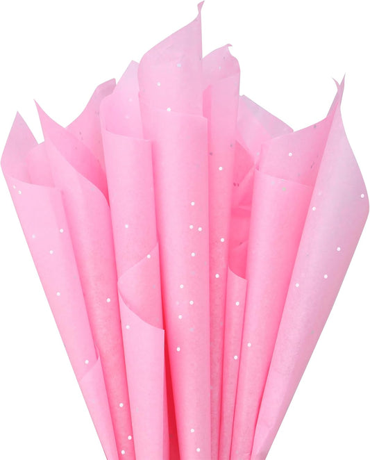 36 Sheets Glitter Pink Tissue Paper for Gift Bags – 20 x 20 inch Sparkling Wrapping Tissue for Crafts & Party Packaging