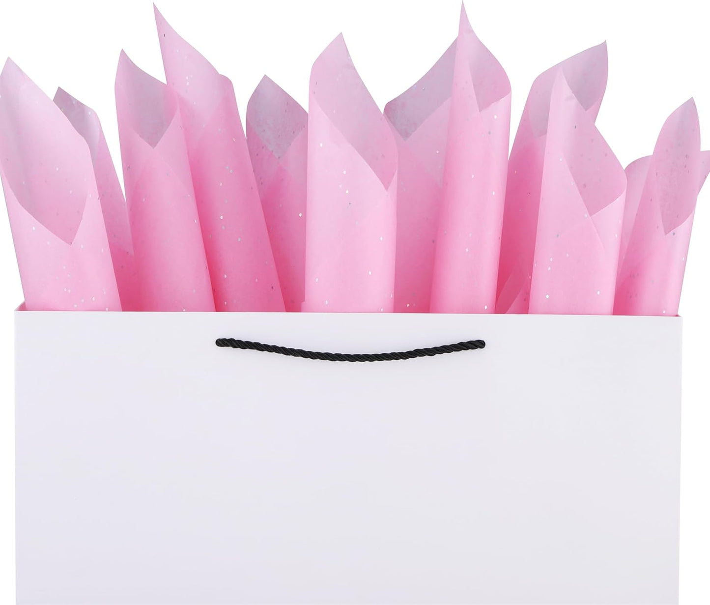 36 Sheets Glitter Pink Tissue Paper for Gift Bags – 20 x 20 inch Sparkling Wrapping Tissue for Crafts & Party Packaging