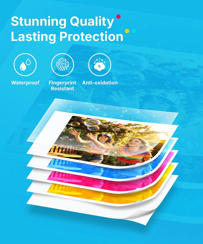 Pearl N200 Pro Portable Photo Printer, Instant Mini Picture Printer for iPhone Smartphone, Thermal Dye Sublimation, Bluetooth Sticker Printer 50 Sheets 2x3 Adhesive Paper & 5 Cartridges, Gold