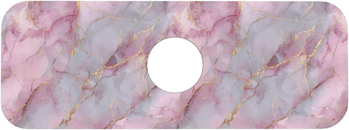 Light Pink Marble With Gold Faucet Mat Splash Guard, Absorbent Quick-Dry Kitchen Sink Mat,Ideal For Splash Guard Drip Catching