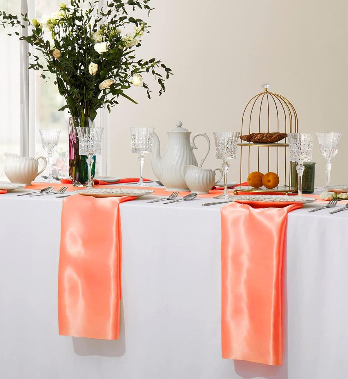 Pack of 50 Satin Napkins 12 x 12 Inch for Wedding Décor – Peach