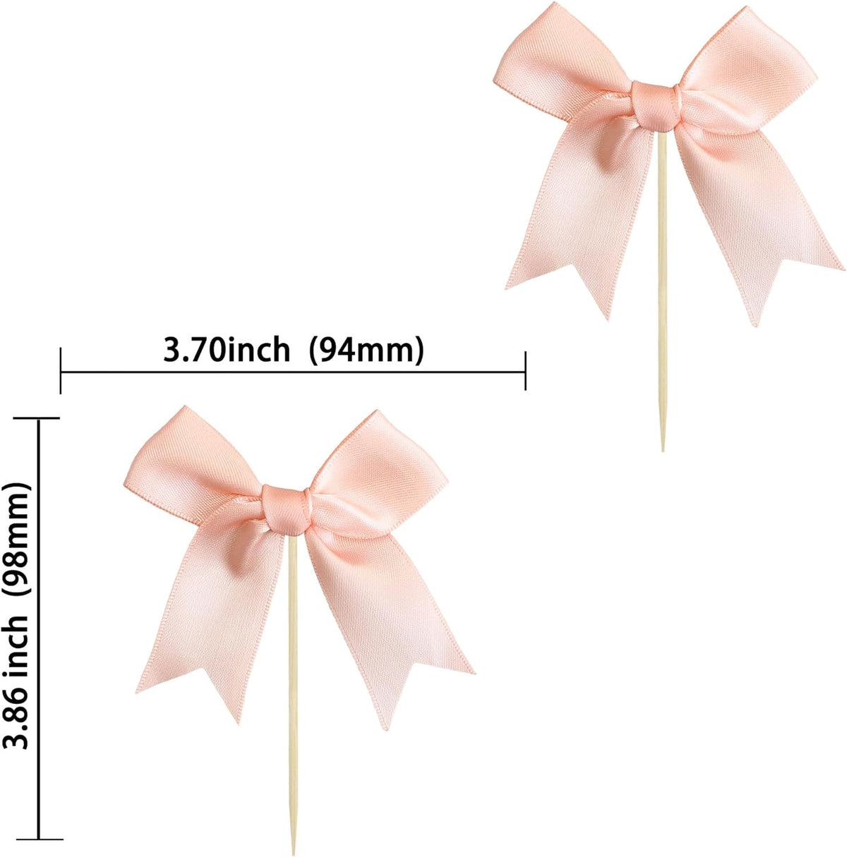 24Pcs Pink Bow Cupcake Toppers Pink Bow Cake Topper Birthday Decorations, Mini Bowknot Cupcake Picks for Coquette Theme Party Decoration Bachelorette Bridal Engagement Wedding Party Peach Pink