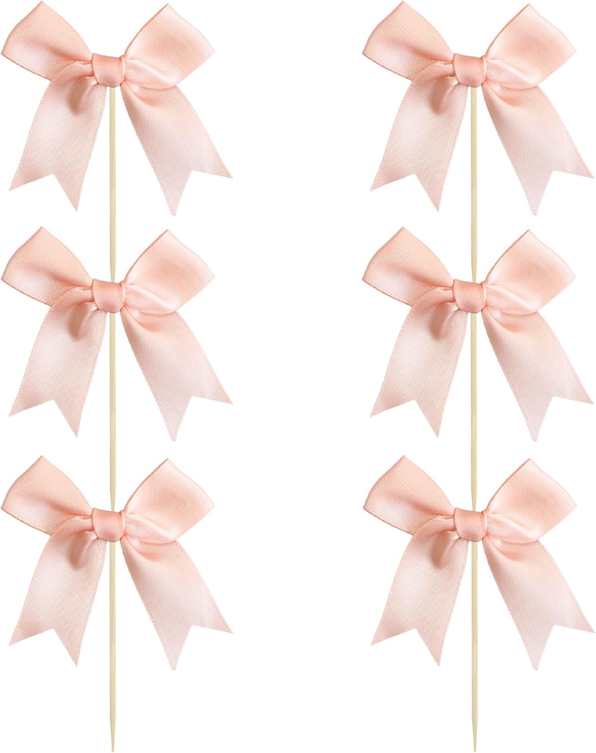 24Pcs Pink Bow Cupcake Toppers Pink Bow Cake Topper Birthday Decorations, Mini Bowknot Cupcake Picks for Coquette Theme Party Decoration Bachelorette Bridal Engagement Wedding Party Peach Pink