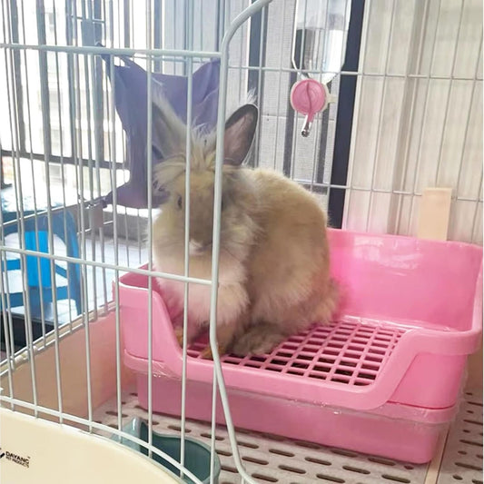 kathson Extra Large Rabbit Litter Box Trainer Rabbit Toilet Small Animal Potty Bunny Litter Pan Box for Adult Guinea Pig Rats Chinchilla Ferret Galesaur (Pink)