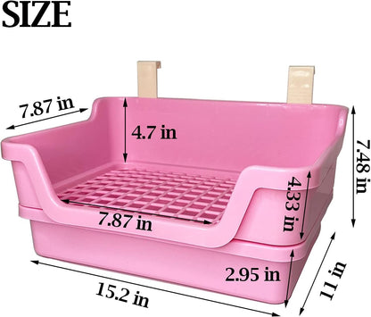 kathson Extra Large Rabbit Litter Box Trainer Rabbit Toilet Small Animal Potty Bunny Litter Pan Box for Adult Guinea Pig Rats Chinchilla Ferret Galesaur (Pink)