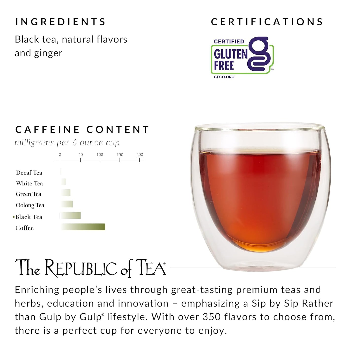 Ginger Peach Black Tea, Caffeinated, 50 Count
