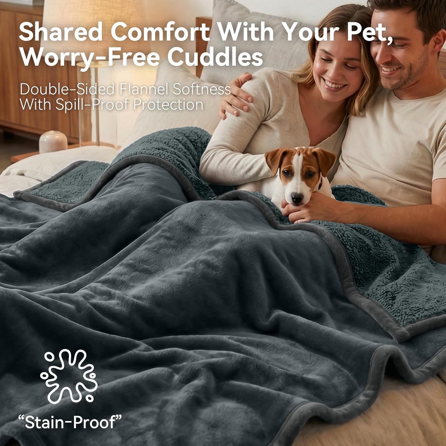 Waterproof Blanket for Bed - Blanket with Waterproof & Stain Proof, Splash Resistant, Machine-Washable Flannel is Soft and Comfortable, Suitable for Sofa (40"x60", Silver Gray/Dark Gray)