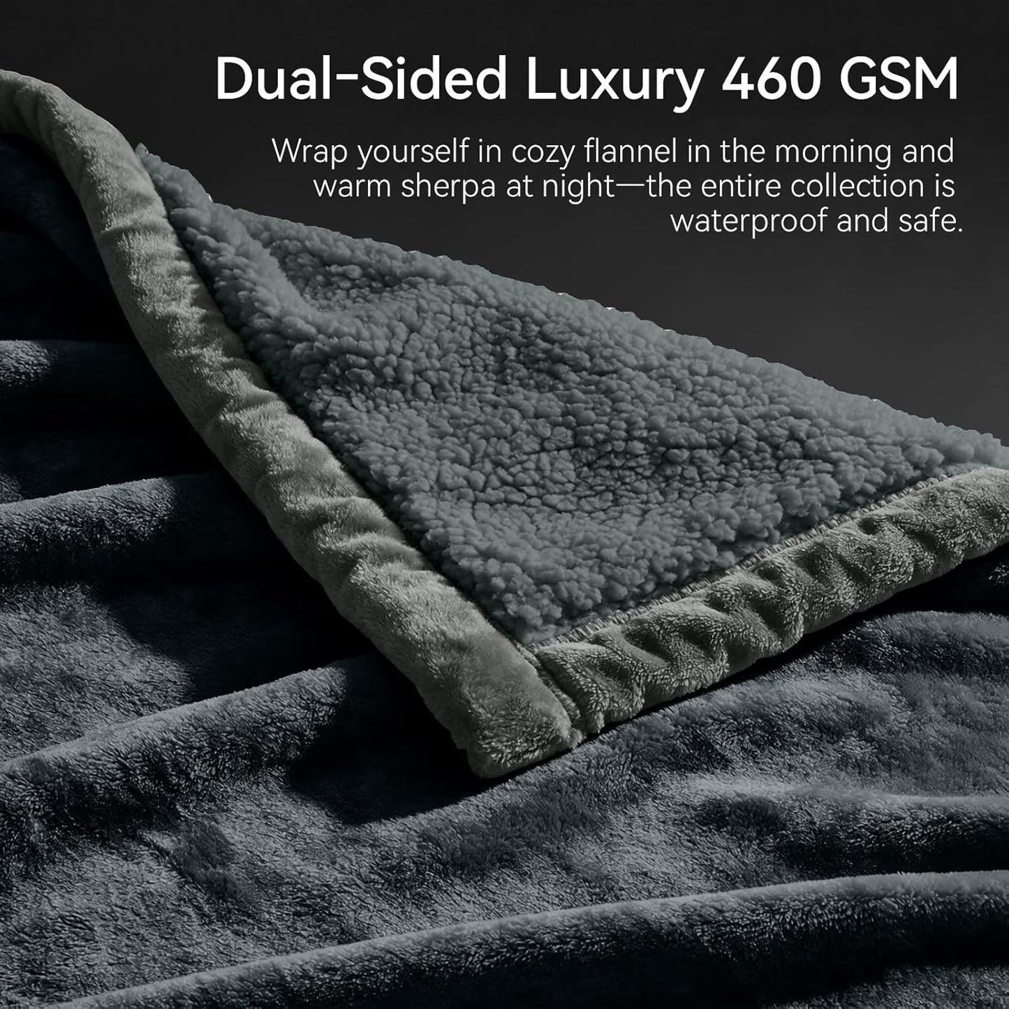 Waterproof Blanket for Bed - Blanket with Waterproof & Stain Proof, Splash Resistant, Machine-Washable Flannel is Soft and Comfortable, Suitable for Sofa (40"x60", Silver Gray/Dark Gray)