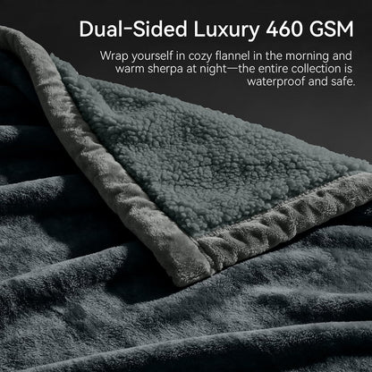 Waterproof Blanket for Bed - Blanket with Waterproof & Stain Proof, Splash Resistant, Machine-Washable Flannel is Soft and Comfortable, Suitable for Sofa (40"x60", Silver Gray/Dark Gray)