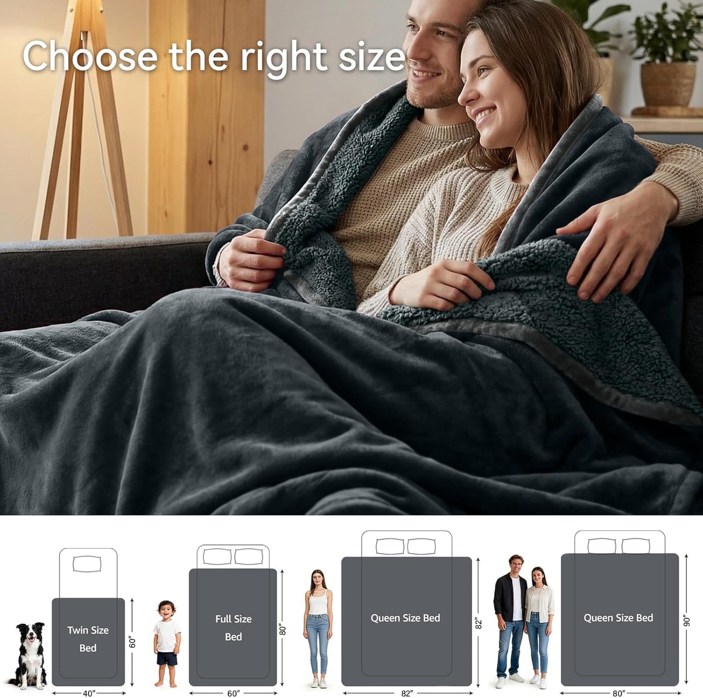 Waterproof Blanket for Bed - Blanket with Waterproof & Stain Proof, Splash Resistant, Machine-Washable Flannel is Soft and Comfortable, Suitable for Sofa (40"x60", Silver Gray/Dark Gray)
