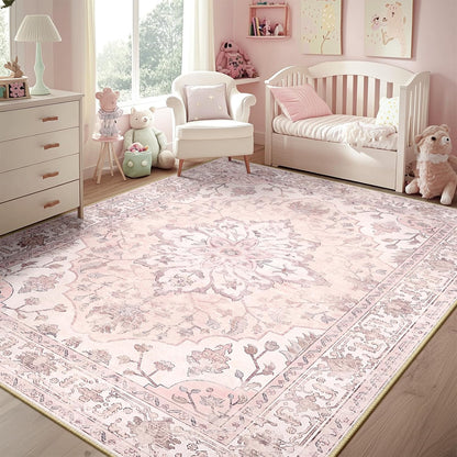 Washable Area Rug, 5'x7', Pink