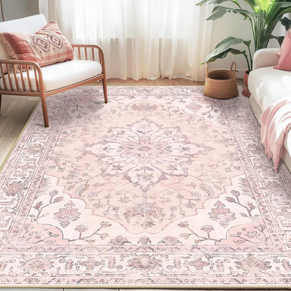 Washable Area Rug, 5'x7', Pink
