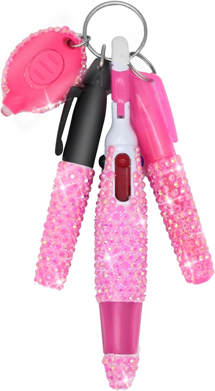 4 Pcs Bling Nurse Set - Nurse Badge Accessories Include Permanent Marker, Highlighter, Retractable Ball Pen (4, Pink)