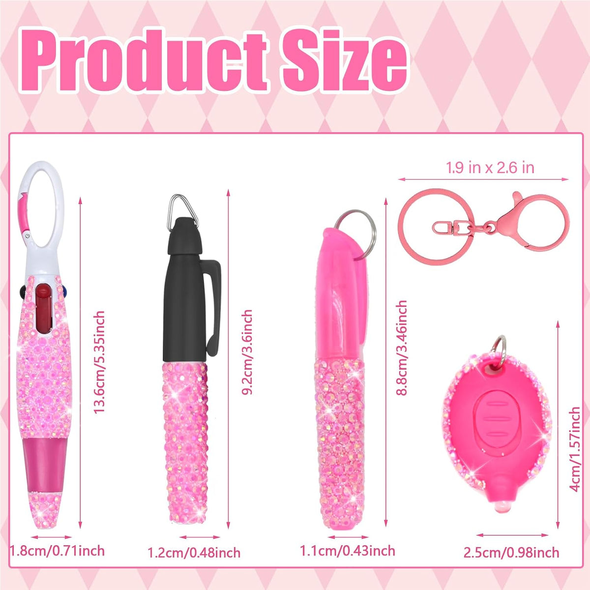 4 Pcs Bling Nurse Set - Nurse Badge Accessories Include Permanent Marker, Highlighter, Retractable Ball Pen (4, Pink)