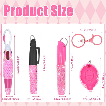 4 Pcs Bling Nurse Set - Nurse Badge Accessories Include Permanent Marker, Highlighter, Retractable Ball Pen (4, Pink)