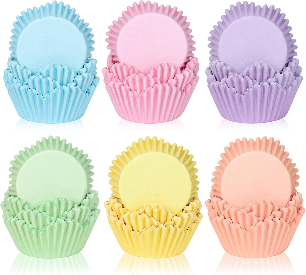 300Pcs Spring Summer Flower Cupcake Liners Pastel Colorful Floral Baking Cups Pink Purple Blue Yellow Muffin Cupcake Wrappers for Easter Bridal Baby Shower Wedding Birthday Party Supplies
