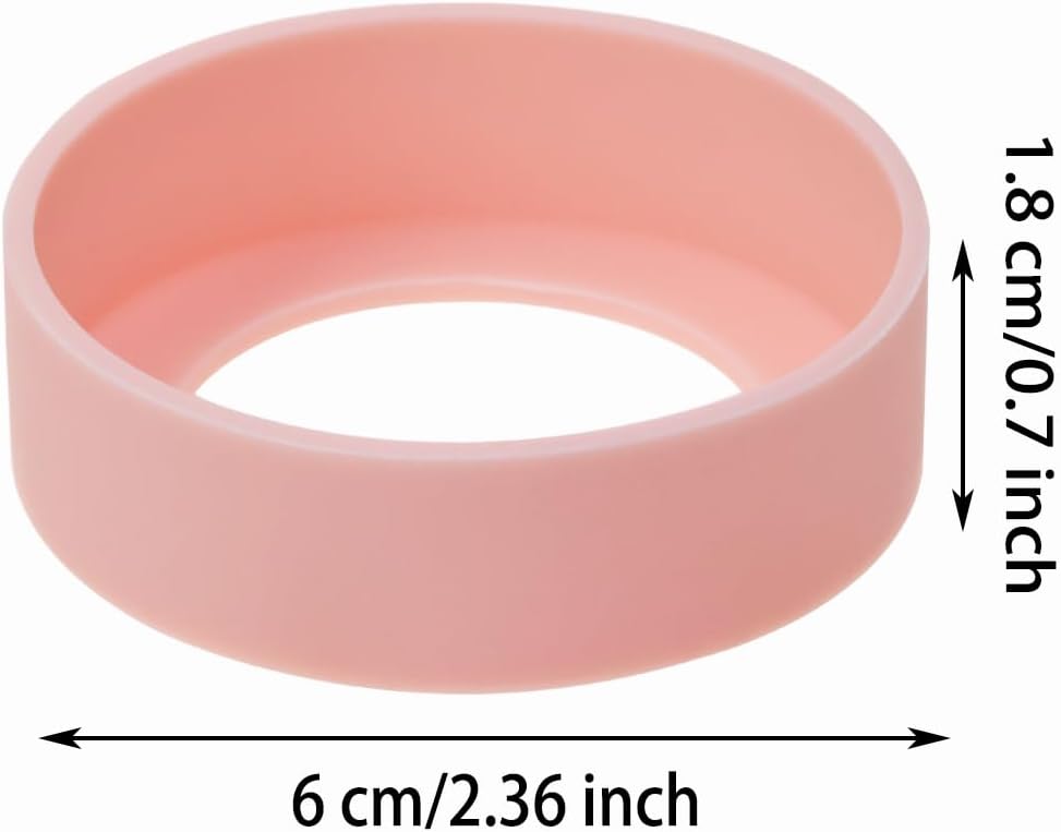 3pcs 6cm Silicon Protective Cup Mat Sleeve Heat-Resistant Bottle Holder Rubber Coaster Tumblers Protector Base Pad Non-Slip Bottom Cover Ring Accessories for Thermos Cup (Light Pink)