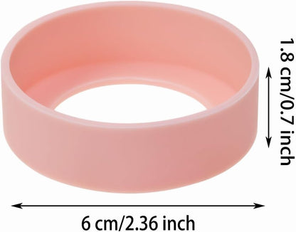 3pcs 6cm Silicon Protective Cup Mat Sleeve Heat-Resistant Bottle Holder Rubber Coaster Tumblers Protector Base Pad Non-Slip Bottom Cover Ring Accessories for Thermos Cup (Light Pink)