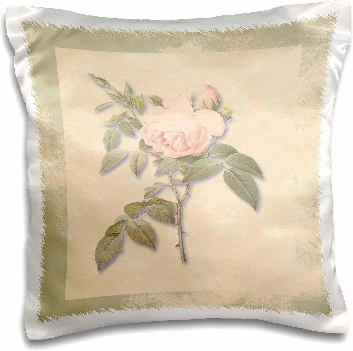 Victorian Light Pink Roses on Antique Look Paper Background, Light Pastel 16x16 inch Pillow Case