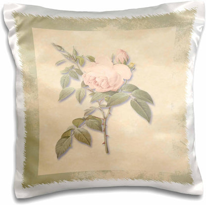 Victorian Light Pink Roses on Antique Look Paper Background, Light Pastel 16x16 inch Pillow Case