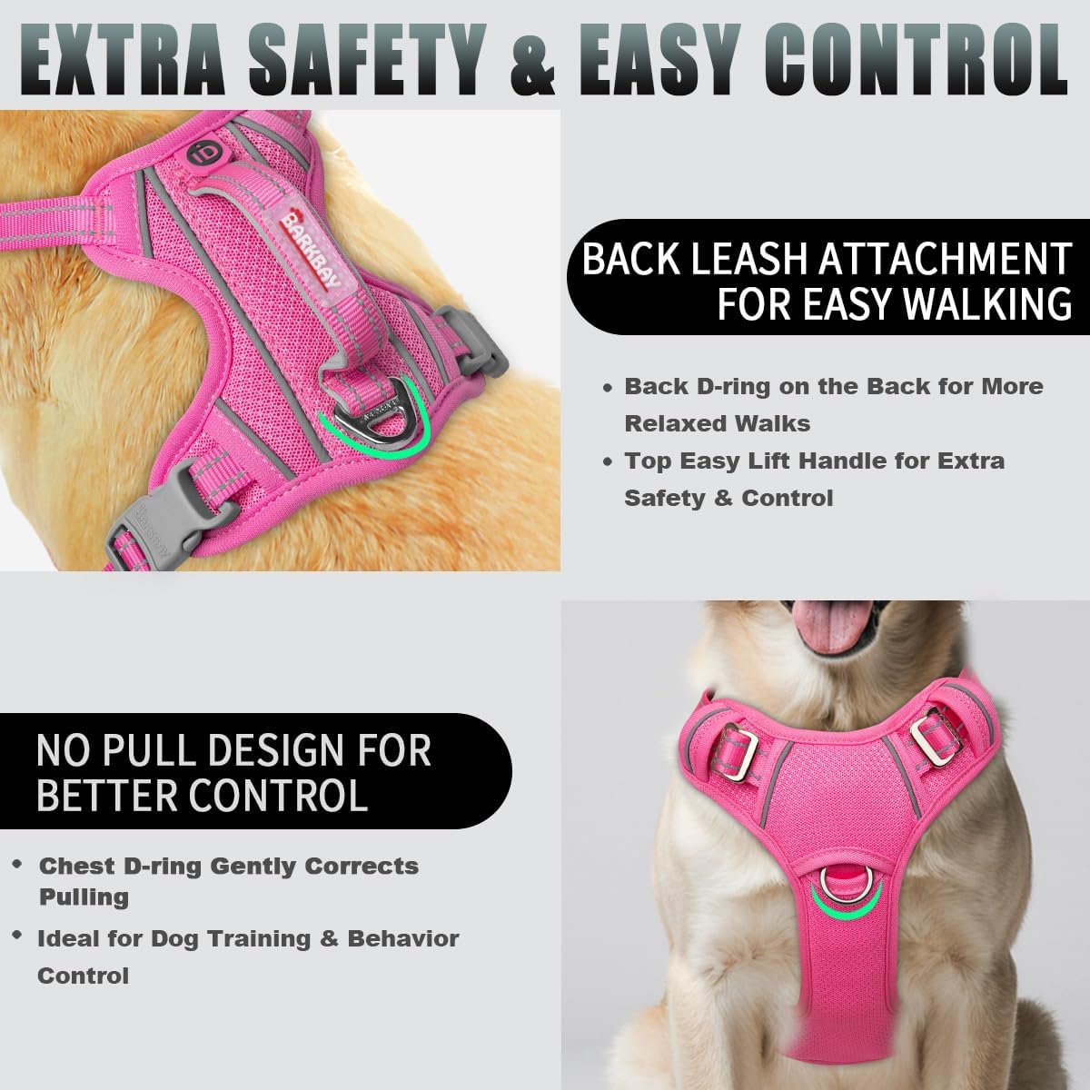 Dog Harness for Large Dogs No Pull Dog Vest ID Tag Pocket