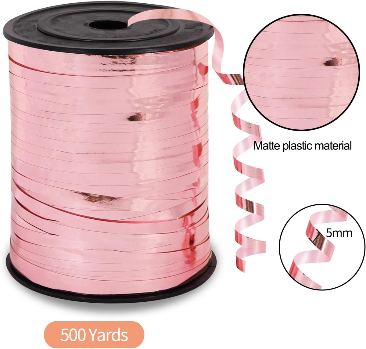 500 Yards Curling Ribbon-Balloon Ribbon-Shiny Rose Gold Metallic String for DIY Decor,Gift Wrapping,Ribbons and Bows for Christmas New Year Birthday Gifts Graduation Supplies