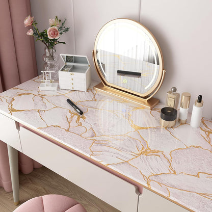 Gold Pink Marble Countertop Contact Paper Waterproof Marble Contact Paper for Countertops Cabinets Self Adhesive Marble Wallpaper Peel and Stick Countertops for Kitchen Bathroom Desk 16"x80"